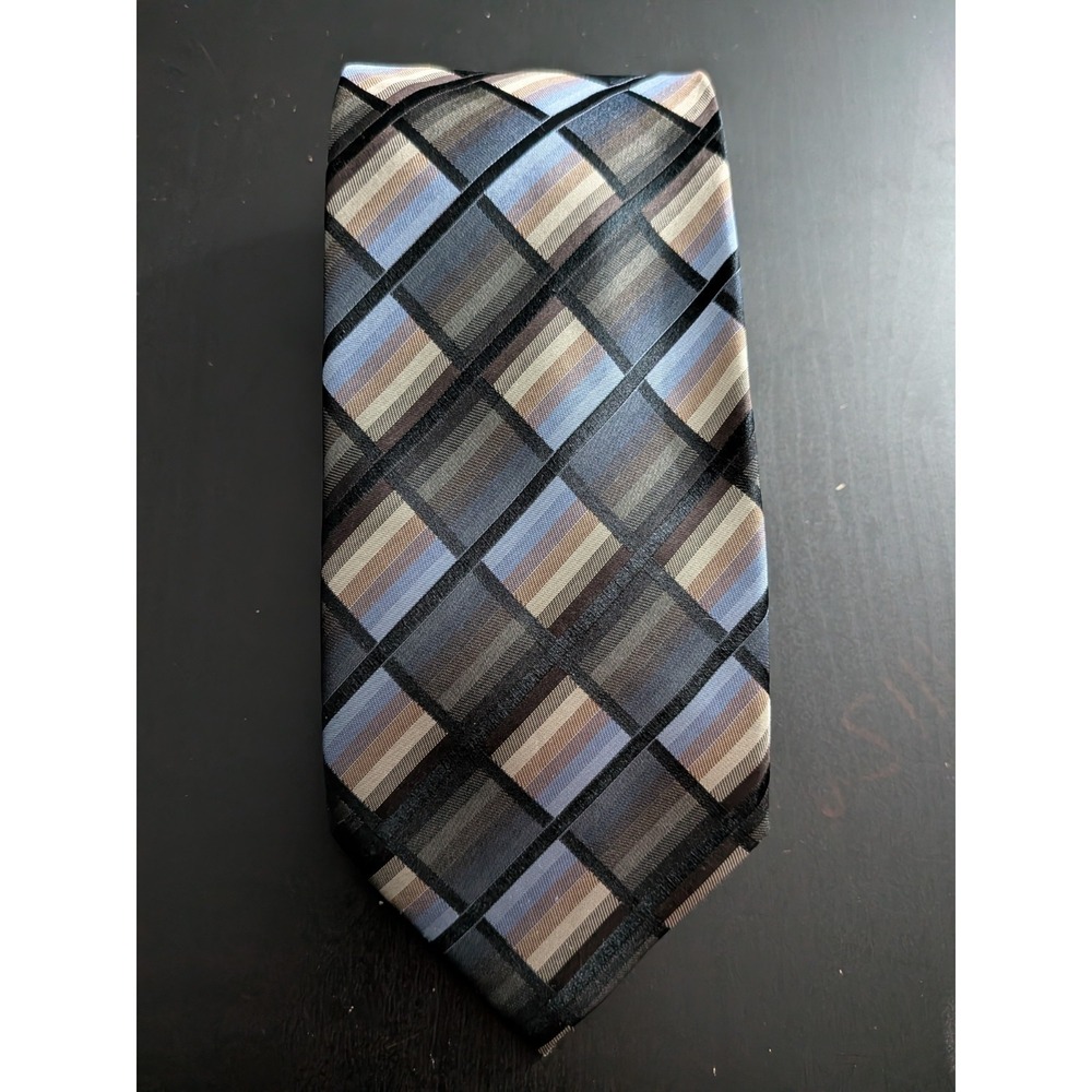 Roberto‎ Villini Couture Tie Plaid Multicolor Tonal 68" XL Silk